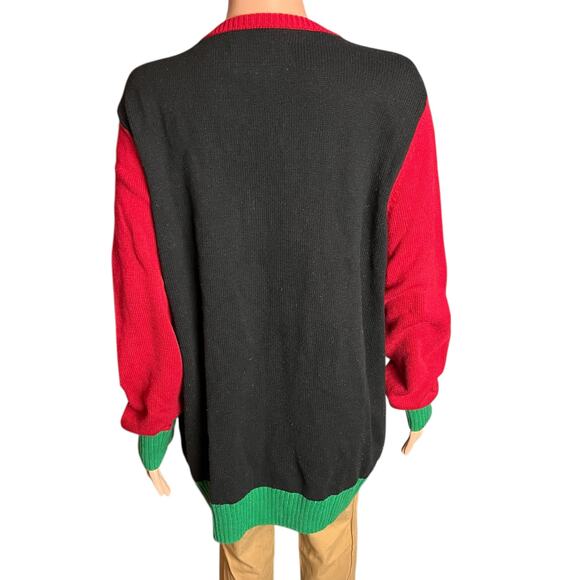 Ugly Christmas Cardigan Sweater 1X Snowman Wreath Bells Tree Holiday Xmas - Picture 5 of 6